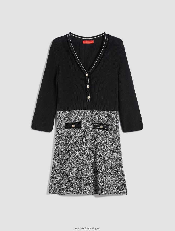 vestuário ponto MAX&Co. mulheres vestido de malha canelada preto B40R64119