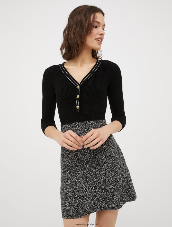 vestuário ponto MAX&Co. mulheres vestido de malha canelada preto B40R64119