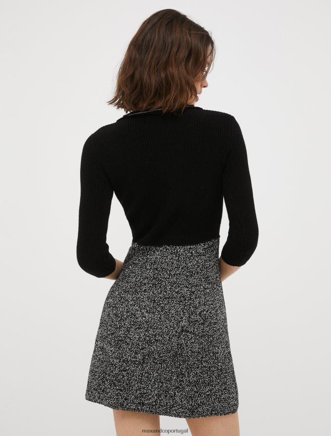 vestuário ponto MAX&Co. mulheres vestido de malha canelada preto B40R64119