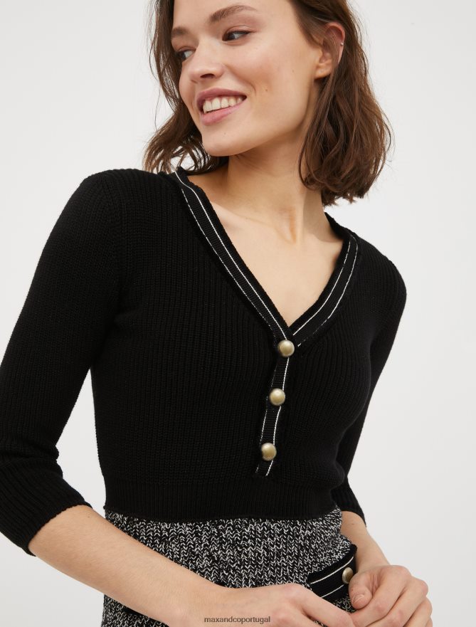 vestuário ponto MAX&Co. mulheres vestido de malha canelada preto B40R64119