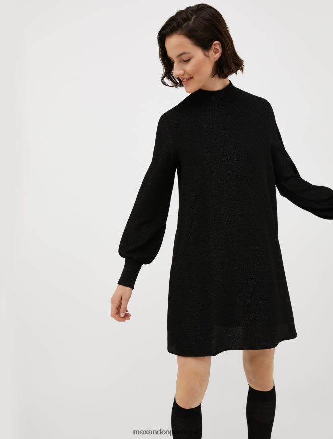 vestuário ponto MAX&Co. mulheres vestido de mudança de lurex com nervuras preto B40R64122