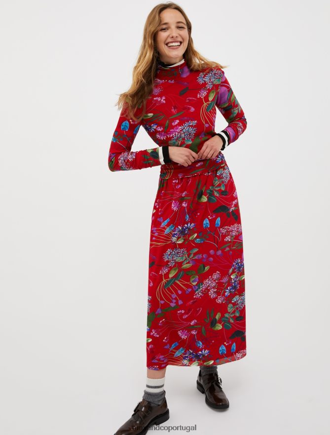 vestuário ponto MAX&Co. mulheres vestido de tule floral Borgonha B40R6487