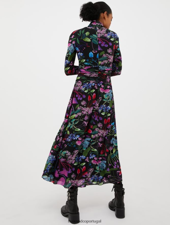 vestuário ponto MAX&Co. mulheres vestido de tule floral preto B40R6488