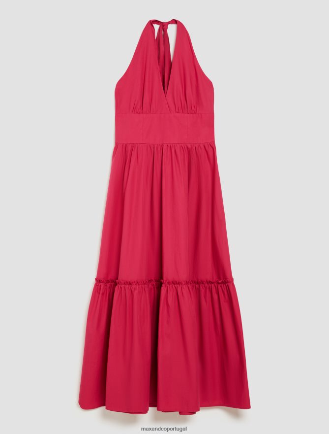 vestuário ponto MAX&Co. mulheres vestido de verão em popeline de algodão ameixa B40R6461