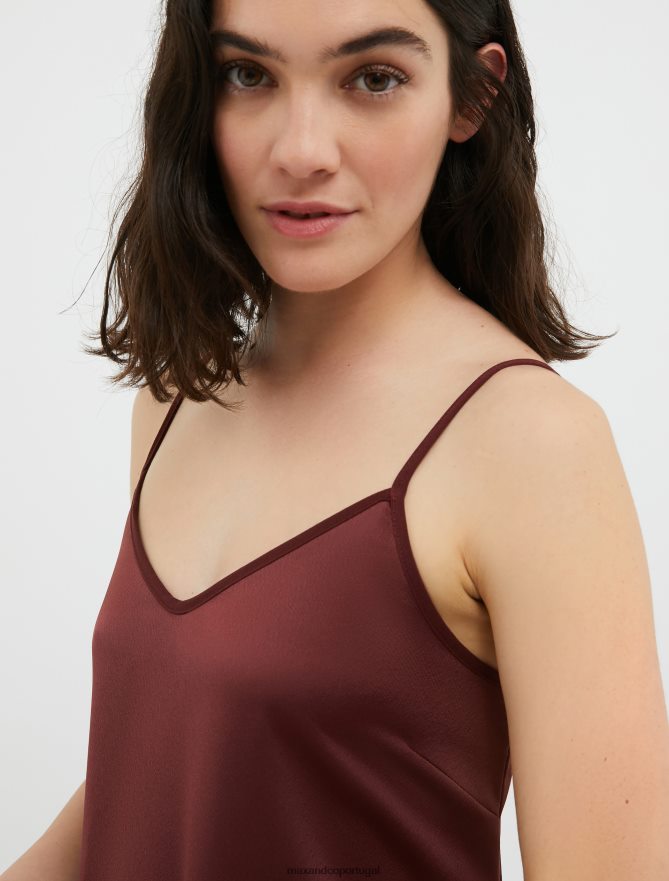 vestuário ponto MAX&Co. mulheres vestido envers em cetim Borgonha B40R647