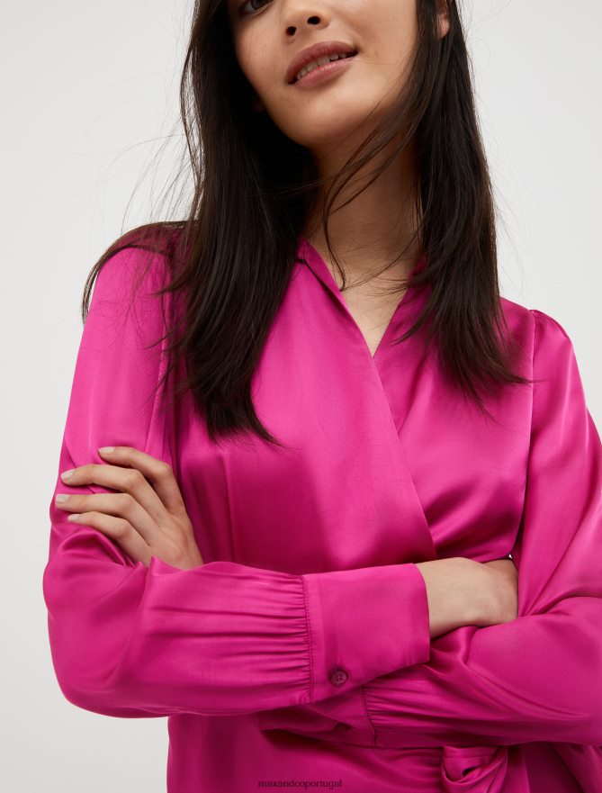 vestuário ponto MAX&Co. mulheres vestido envolvente de cetim fúcsia B40R643