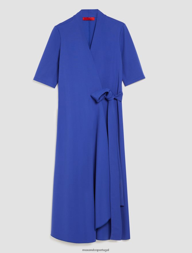 vestuário ponto MAX&Co. mulheres vestido envolvente em jersey técnico centáurea azul B40R6491