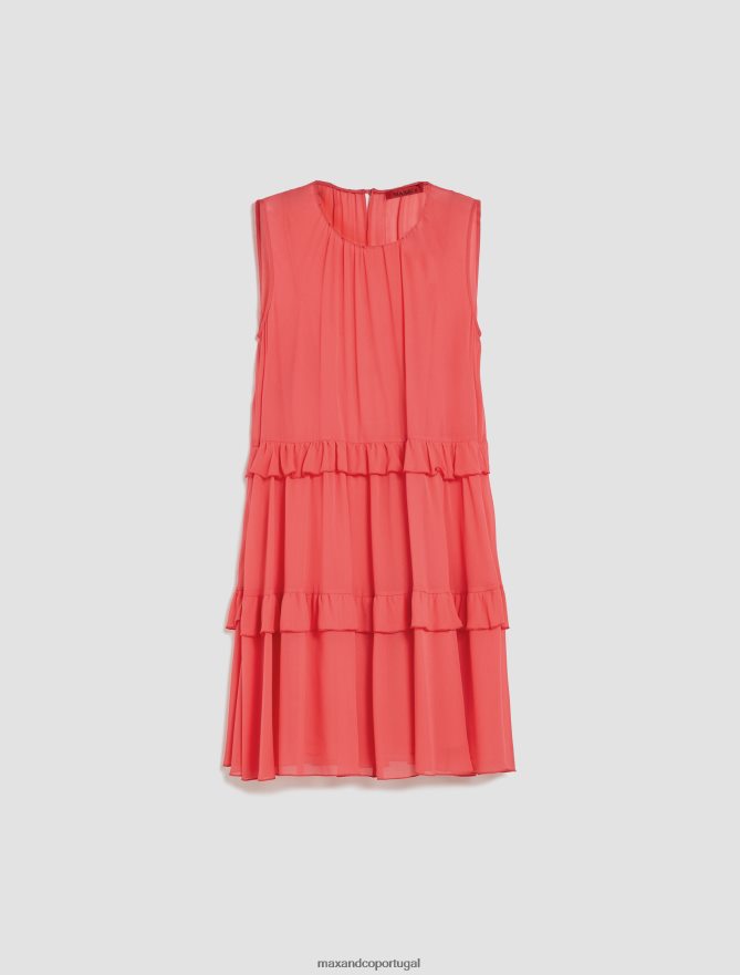 vestuário ponto MAX&Co. mulheres vestido georgette com babados vermelho B40R6451