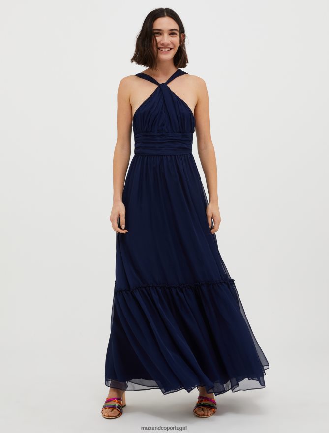 vestuário ponto MAX&Co. mulheres vestido maxi chiffon azul da meia noite B40R64138