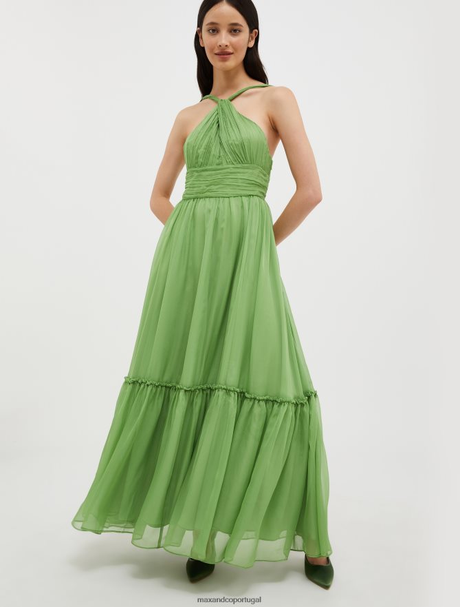 vestuário ponto MAX&Co. mulheres vestido maxi chiffon verde B40R64137
