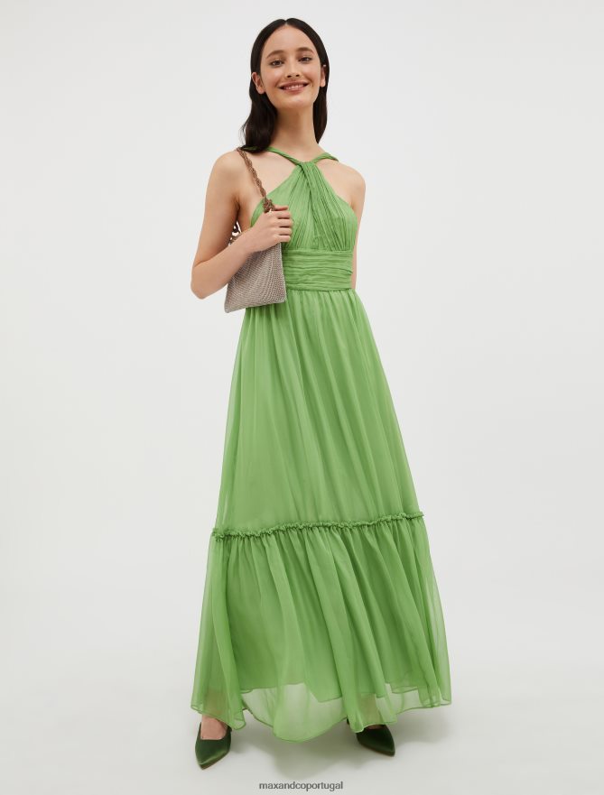 vestuário ponto MAX&Co. mulheres vestido maxi chiffon verde B40R64137