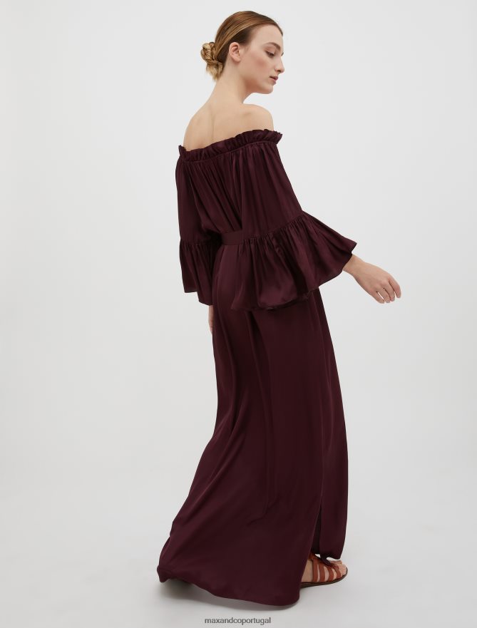 vestuário ponto MAX&Co. mulheres vestido maxi de cetim Borgonha B40R64132