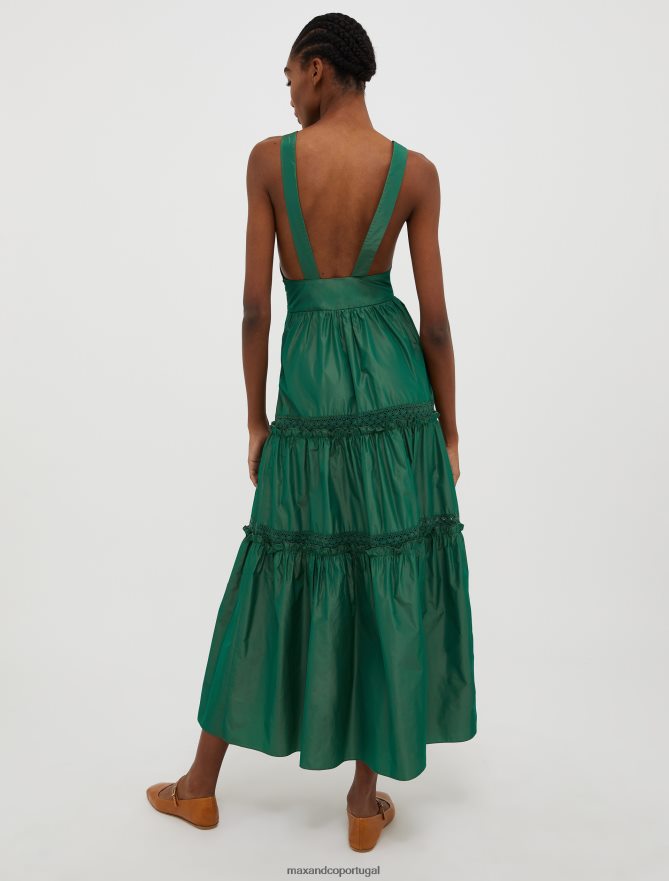 vestuário ponto MAX&Co. mulheres vestido maxi de tafetá em camadas verde B40R64134