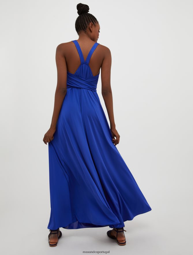 vestuário ponto MAX&Co. mulheres vestido maxi em jérsei com laço centáurea azul B40R6478