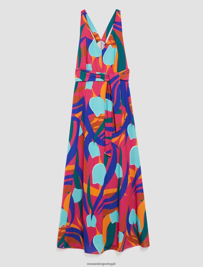 vestuário ponto MAX&Co. mulheres vestido maxi em jérsei com laço fúcsia B40R6477