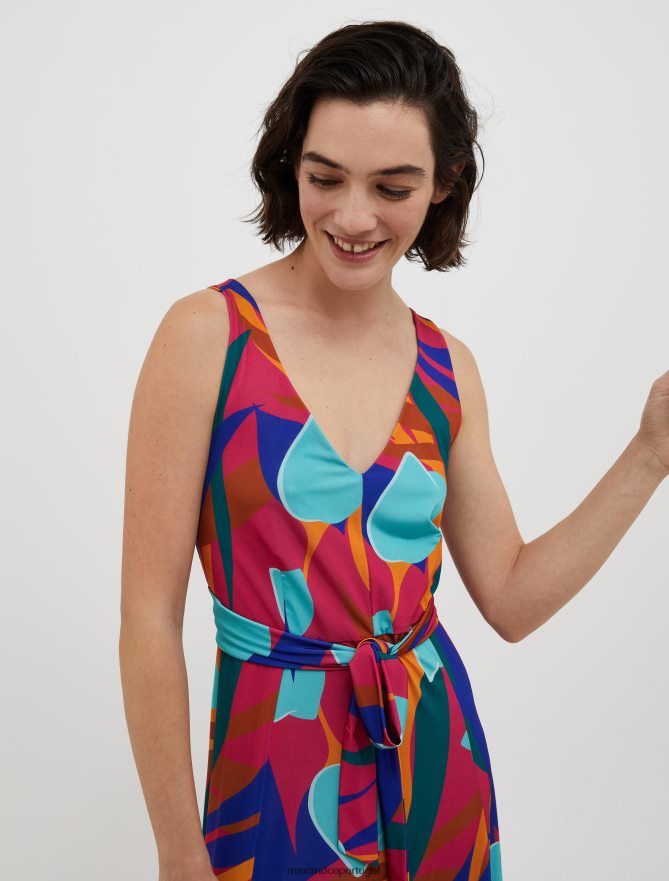 vestuário ponto MAX&Co. mulheres vestido maxi em jérsei com laço fúcsia B40R6477