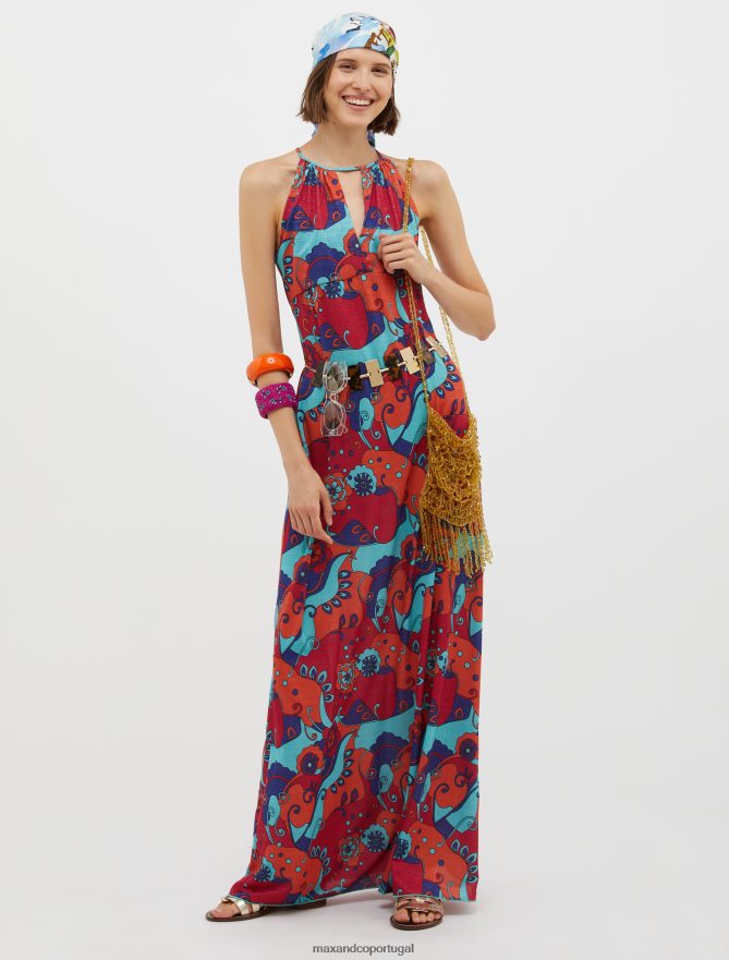 vestuário ponto MAX&Co. mulheres vestido maxi em jérsei lurex padrão fúcsia B40R6412