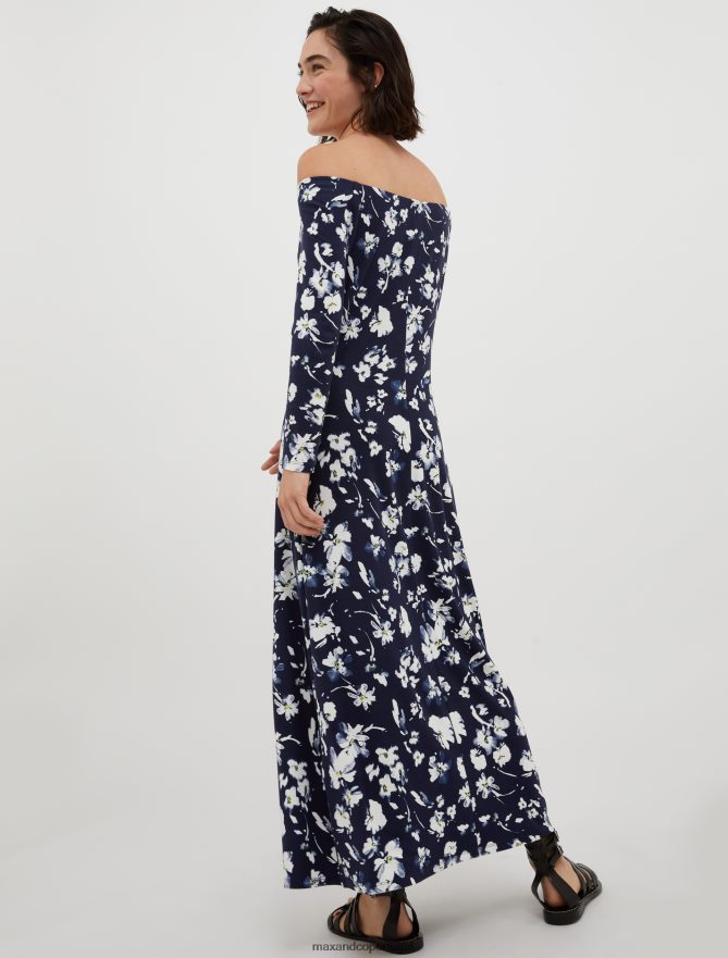 vestuário ponto MAX&Co. mulheres vestido maxi em jersey com estampa floral azul-marinho B40R64111