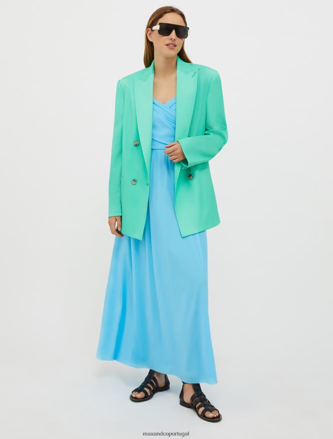 vestuário ponto MAX&Co. mulheres vestido maxi em jersey de tule azul claro B40R64124