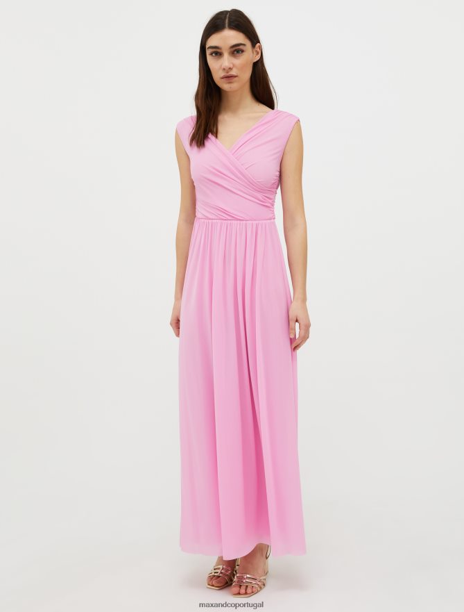 vestuário ponto MAX&Co. mulheres vestido maxi em jersey de tule rosa B40R64123