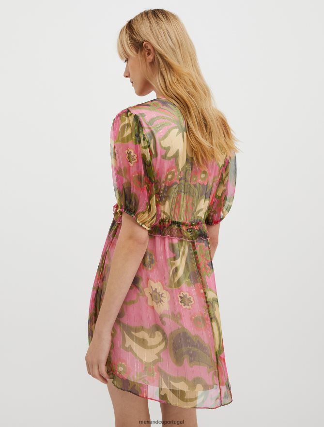 vestuário ponto MAX&Co. mulheres vestido mini crepom de seda antigo padrão de rosa B40R6416