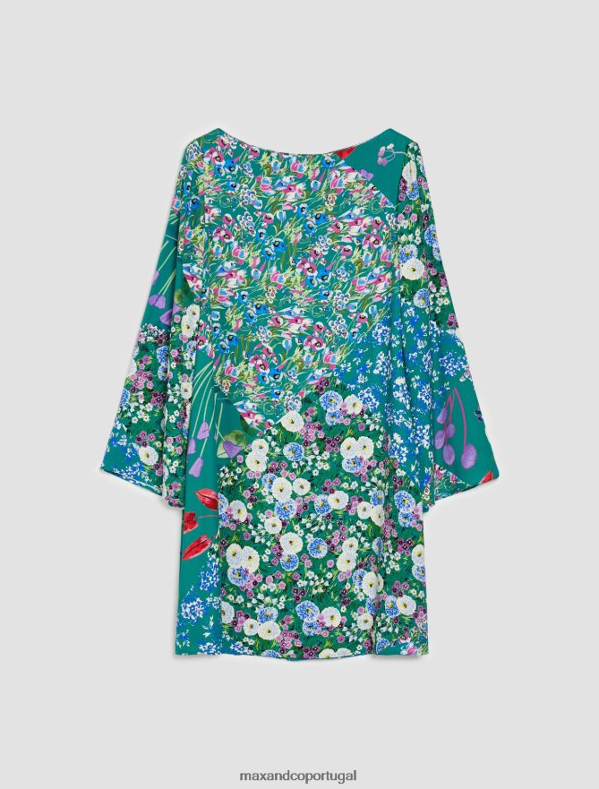 vestuário ponto MAX&Co. mulheres vestido túnica de sarja fantasia verde esmeraldo B40R64116