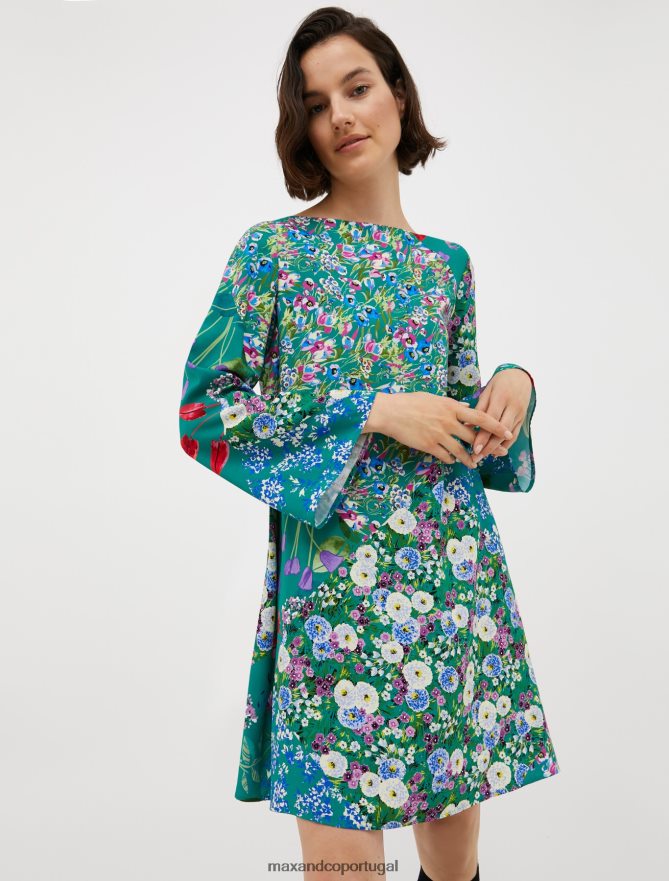 vestuário ponto MAX&Co. mulheres vestido túnica de sarja fantasia verde esmeraldo B40R64116