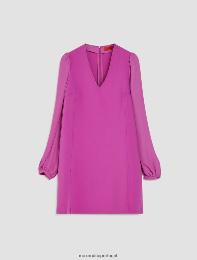 vestuário ponto MAX&Co. mulheres vestido túnica manga bufante fúcsia B40R6484