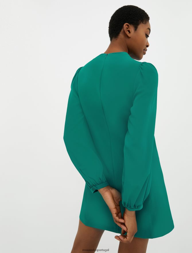 vestuário ponto MAX&Co. mulheres vestido túnica manga bufante verde escuro B40R6486