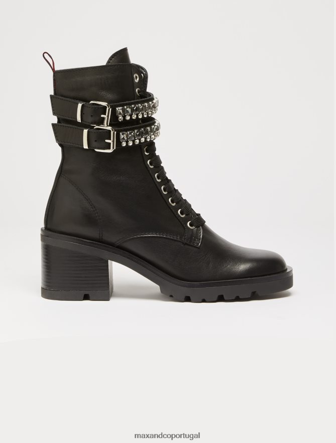 sapato ponto MAX&Co. mulheres botas de motociclista com strass preto B40R64971