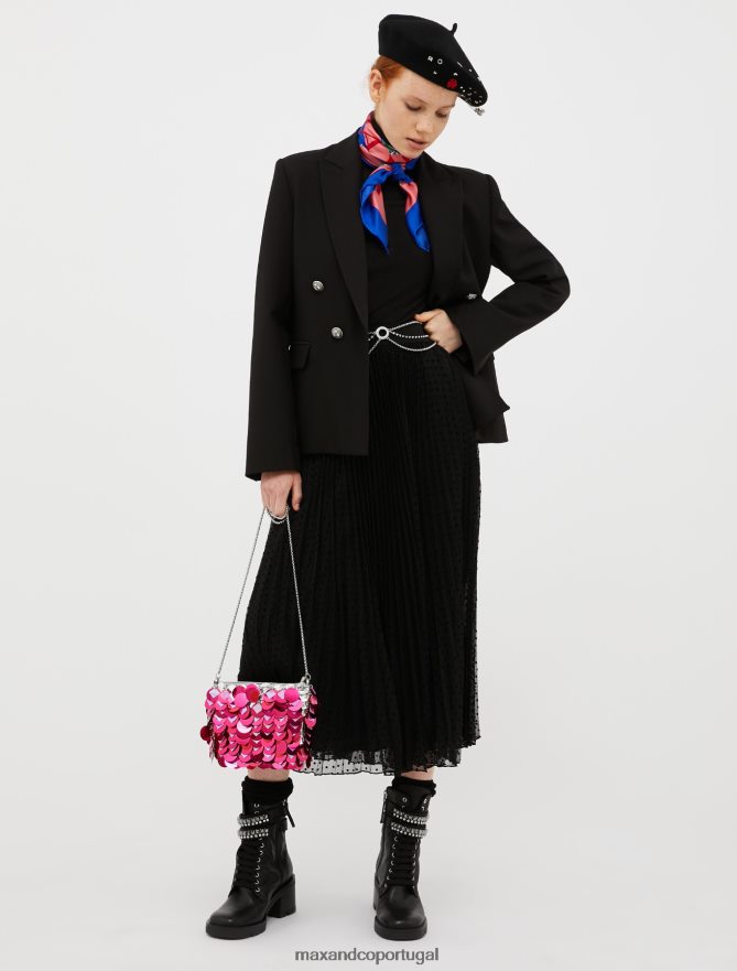 sapato ponto MAX&Co. mulheres botas de motociclista com strass preto B40R64971