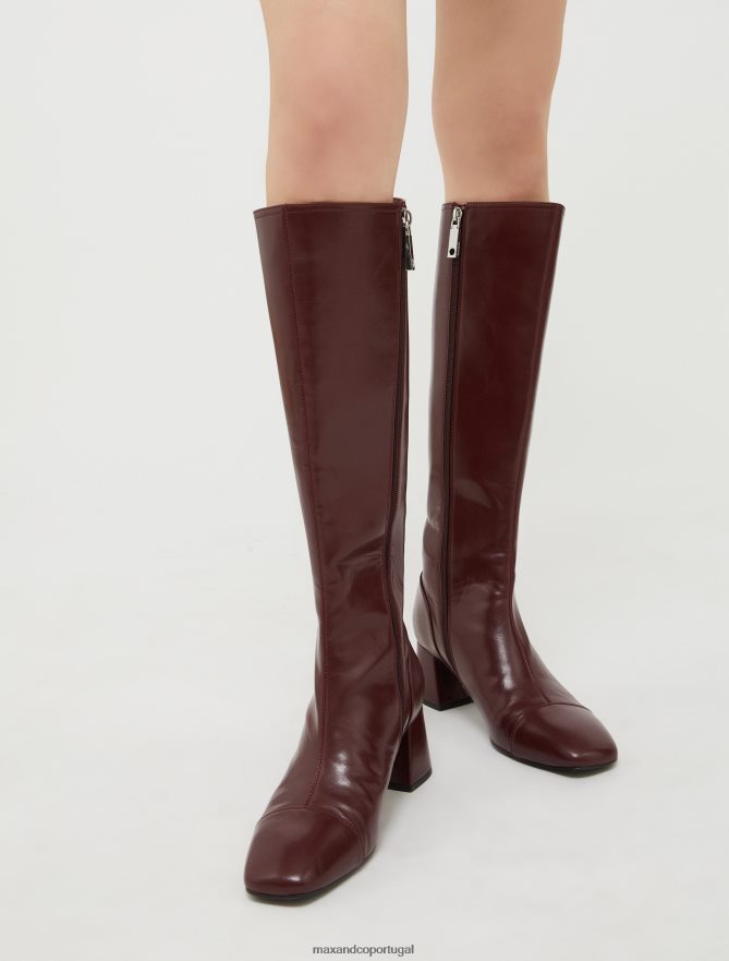 sapato ponto MAX&Co. mulheres botas de salto bloco Borgonha B40R64976
