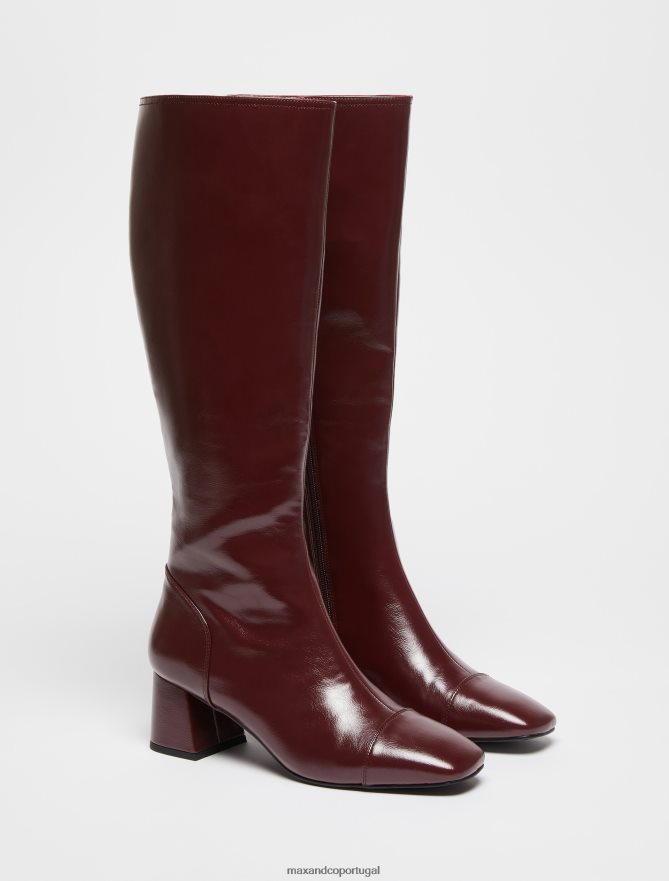 sapato ponto MAX&Co. mulheres botas de salto bloco Borgonha B40R64976