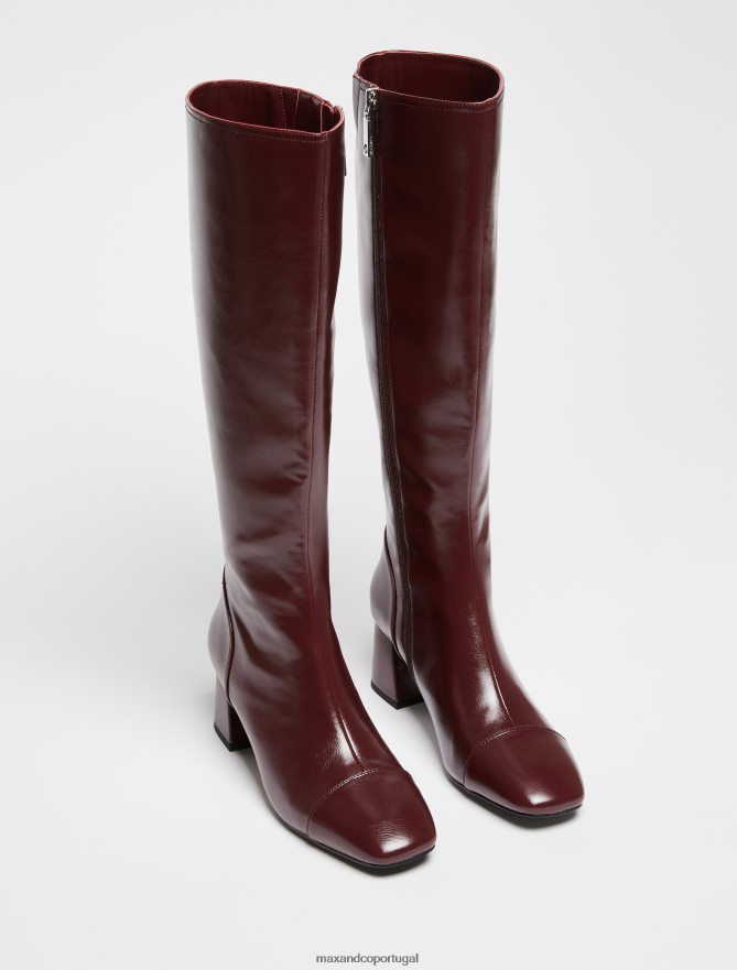 sapato ponto MAX&Co. mulheres botas de salto bloco Borgonha B40R64976