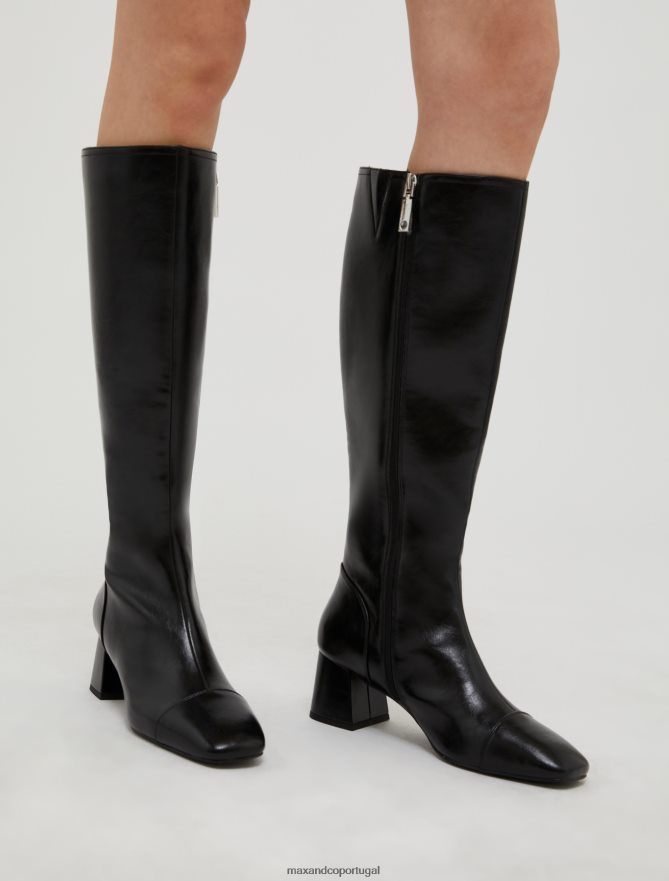 sapato ponto MAX&Co. mulheres botas de salto bloco preto B40R64977