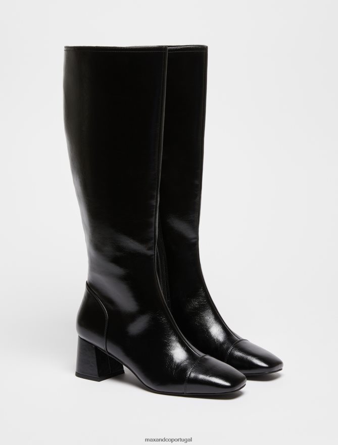 sapato ponto MAX&Co. mulheres botas de salto bloco preto B40R64977