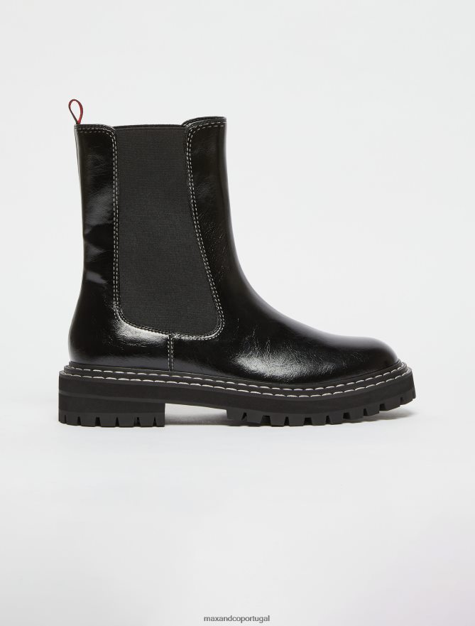 sapato ponto MAX&Co. mulheres botins chelsea preto B40R64975