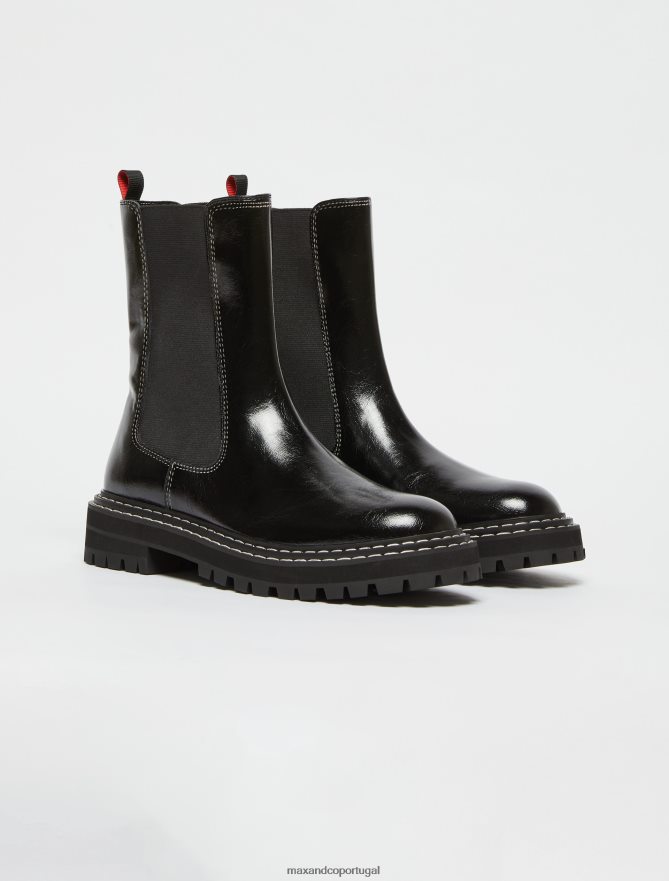 sapato ponto MAX&Co. mulheres botins chelsea preto B40R64975