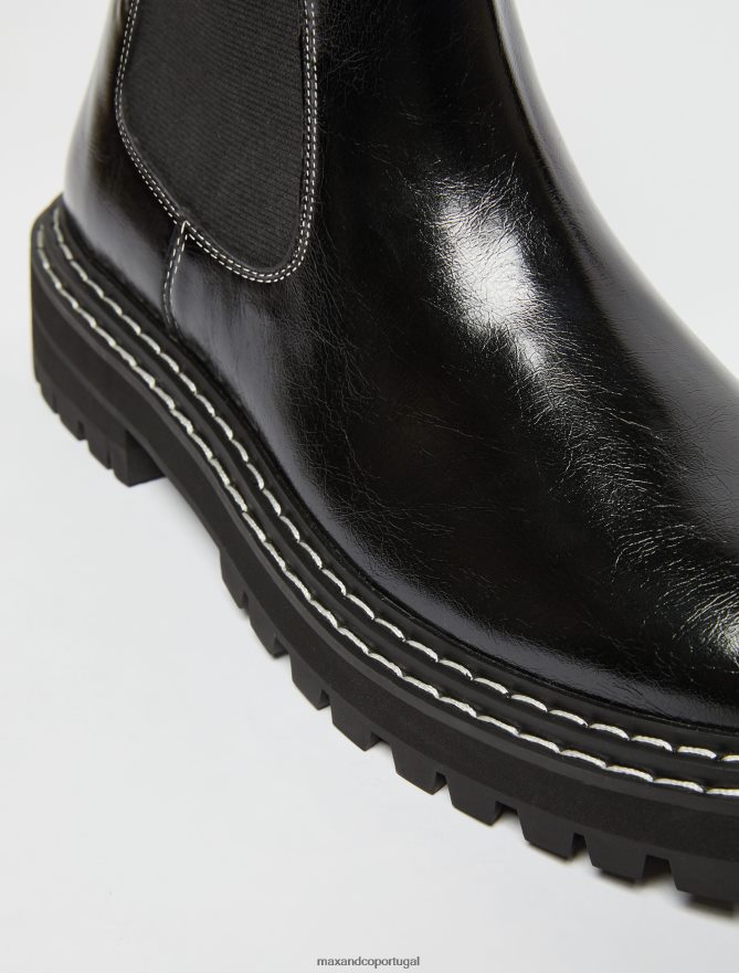sapato ponto MAX&Co. mulheres botins chelsea preto B40R64975