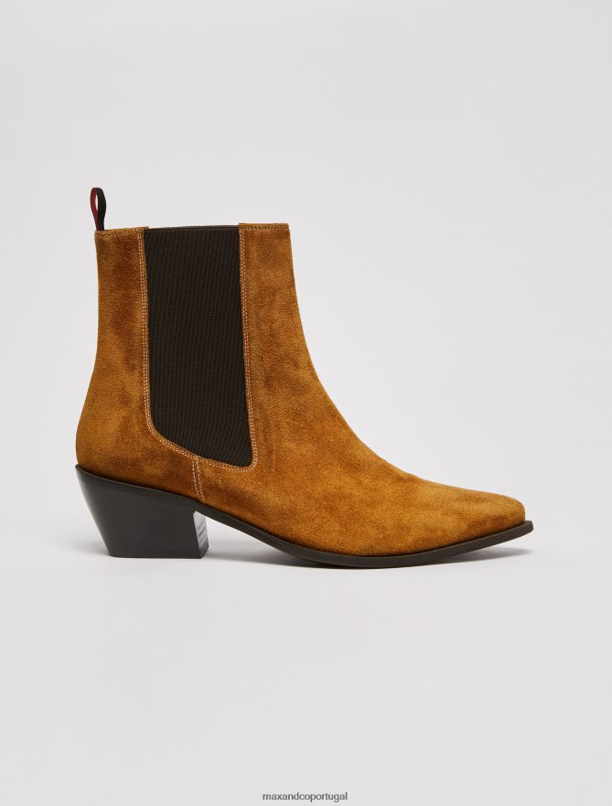 sapato ponto MAX&Co. mulheres botins de camurça bronzeado B40R64964