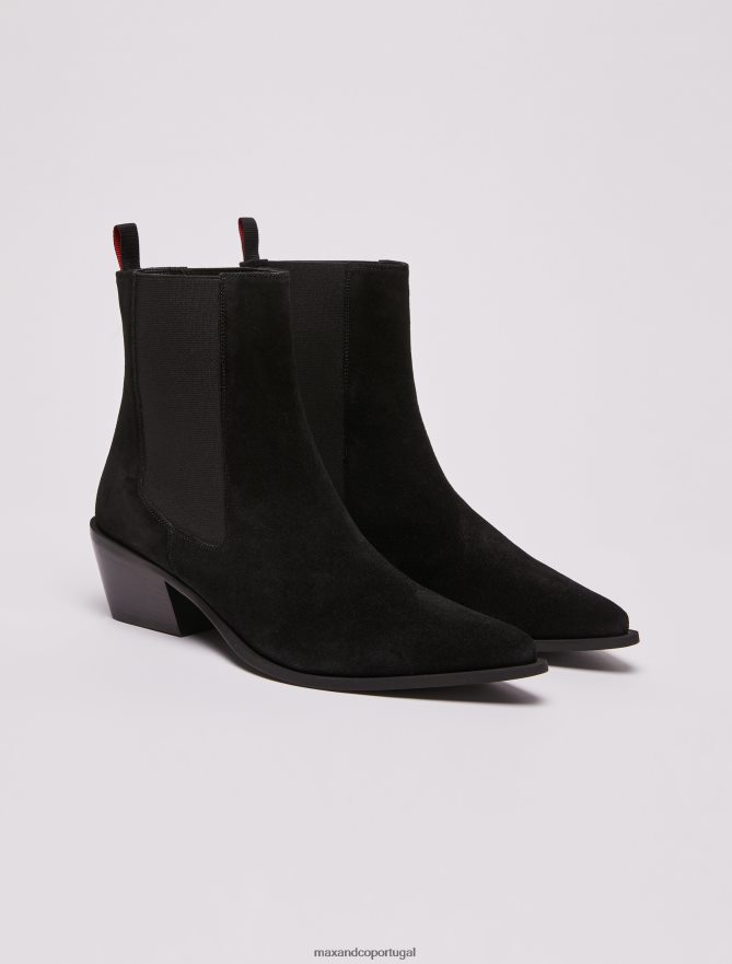 sapato ponto MAX&Co. mulheres botins de camurça preto B40R64963