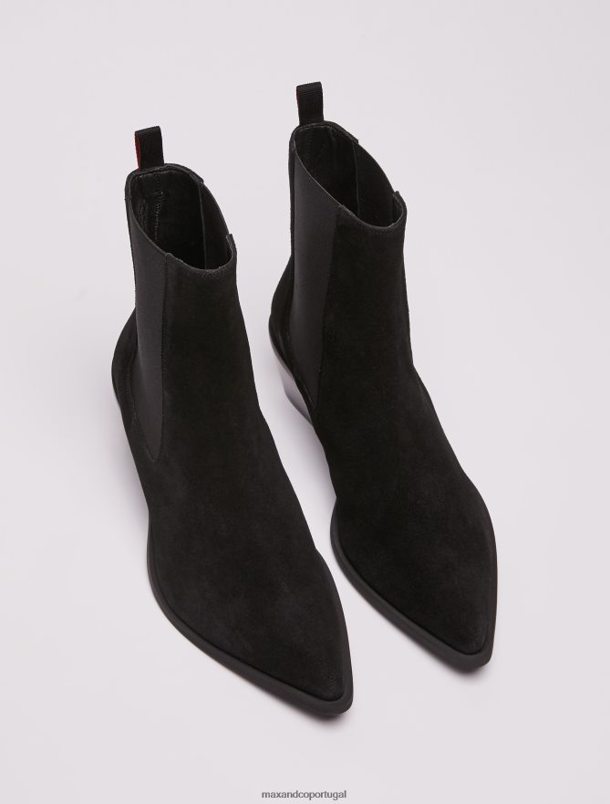 sapato ponto MAX&Co. mulheres botins de camurça preto B40R64963