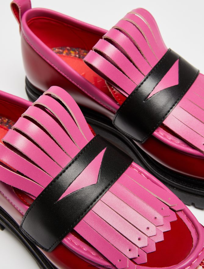 sapato ponto MAX&Co. mulheres mocassins com maxi franjas Borgonha B40R64973