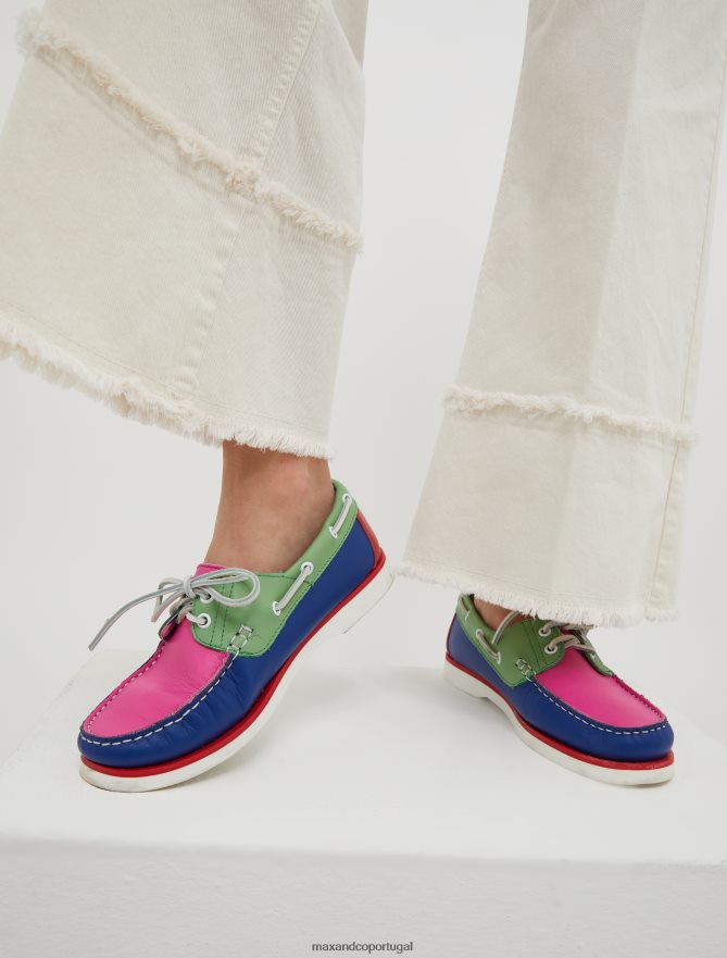sapato ponto MAX&Co. mulheres sapatos de barco com cores bloqueadas azul da meia noite B40R64960