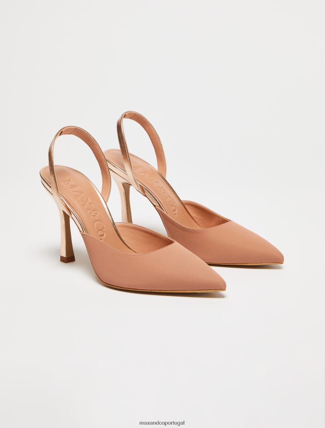 sapato ponto MAX&Co. mulheres sapatos de corte de cetim camelo B40R64945