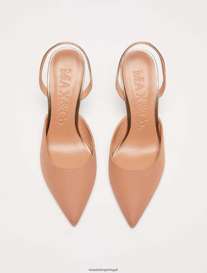 sapato ponto MAX&Co. mulheres sapatos de corte de cetim camelo B40R64945