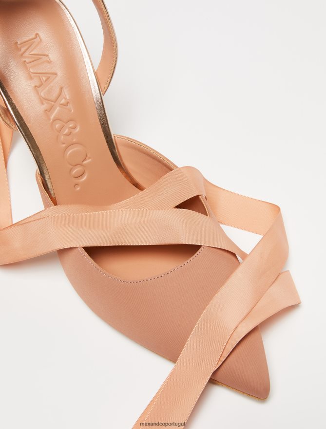 sapato ponto MAX&Co. mulheres sapatos de corte de cetim camelo B40R64945