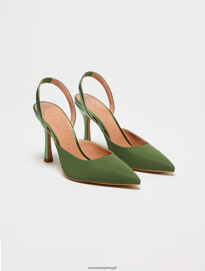 sapato ponto MAX&Co. mulheres sapatos de corte de cetim verde B40R64944