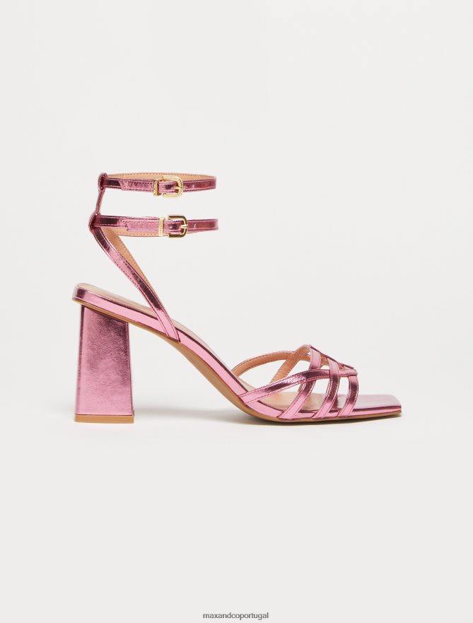 sapato ponto MAX&Co. mulheres sandálias de salto metálico roxo B40R64978