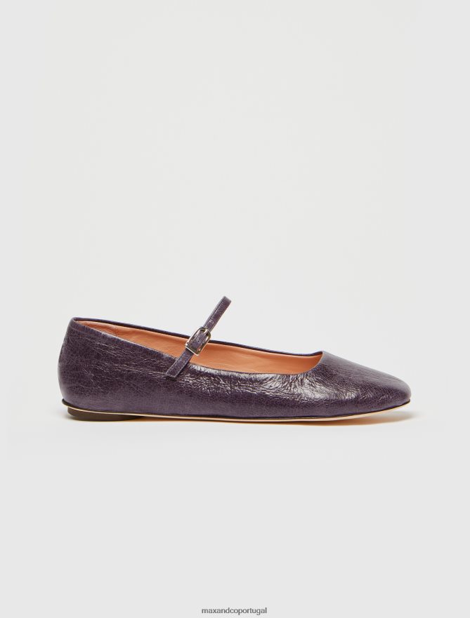 sapato ponto MAX&Co. mulheres sapatilhas de couro craquelado roxo B40R64947